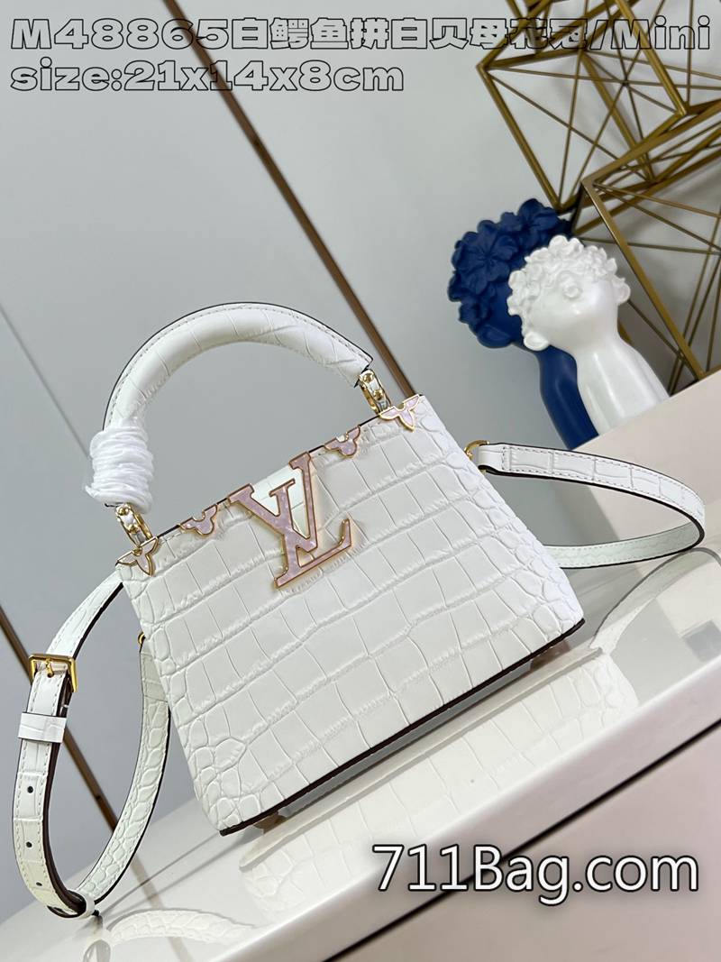 精品A貨LV M48865白鱷魚拼白貝母花冠/迷你 材質考究包型挺括 精品LV時尚包可拆卸肩帶成就舒適肩背和斜挎體驗。27x18x9cm 精品A貨LV M48865白鱷魚拼白貝母花冠/迷你 材質考究包型挺括 精品LV時尚包可拆卸肩帶成就舒適肩背和斜挎體驗。27x18x9cm