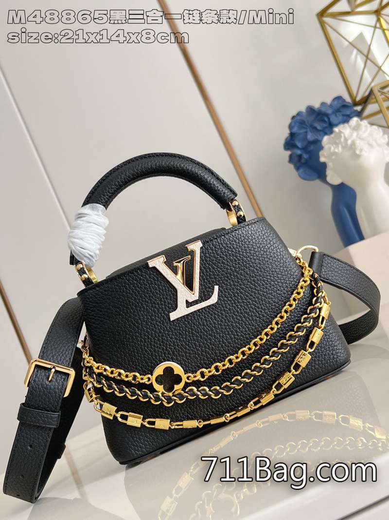 原版一比一LV M48865黑三合一鏈條款/迷你 高品質真皮一比一 一比一LV正品對版13.6x8x21cm 原版一比一LV M48865黑三合一鏈條款/迷你 高品質真皮一比一 一比一LV正品對版13.6x8x21cm