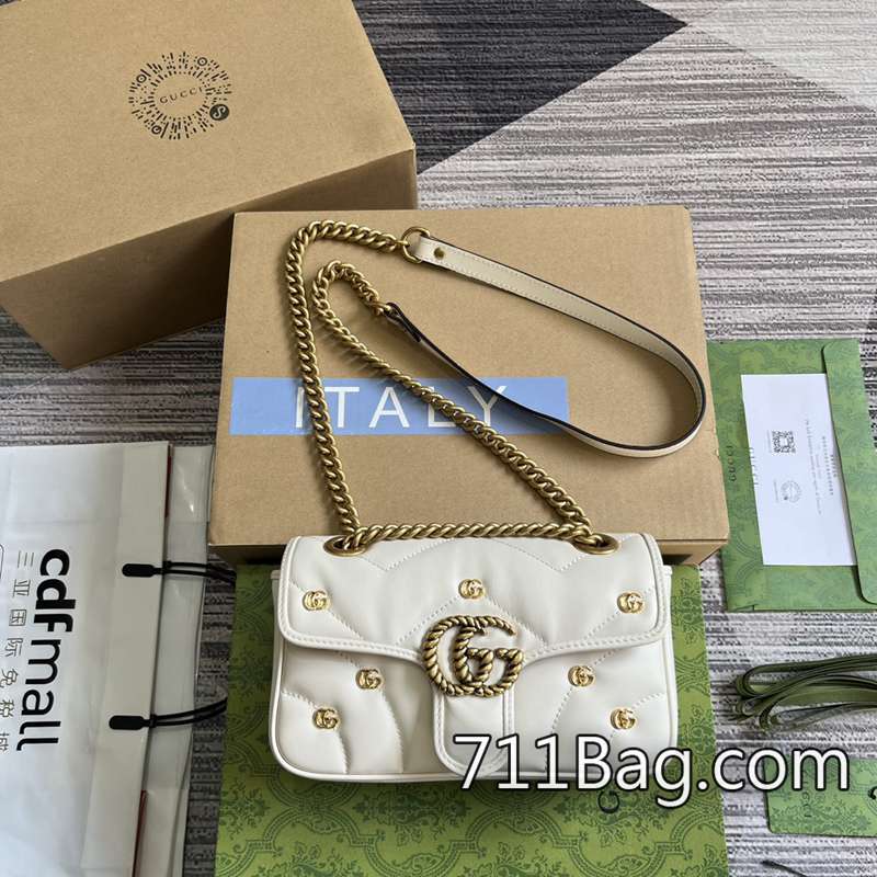 頂級精品Gucci 446744 專櫃同步細節一樣 Gucci高仿可退可換尺寸:22(寬)x13(高)x6cm(深)顏色:白色/原廠皮。 頂級精品Gucci 446744 專櫃同步細節一樣 Gucci高仿可退可換尺寸:22(寬)x13(高)x6cm(深)顏色:白色/原廠皮。