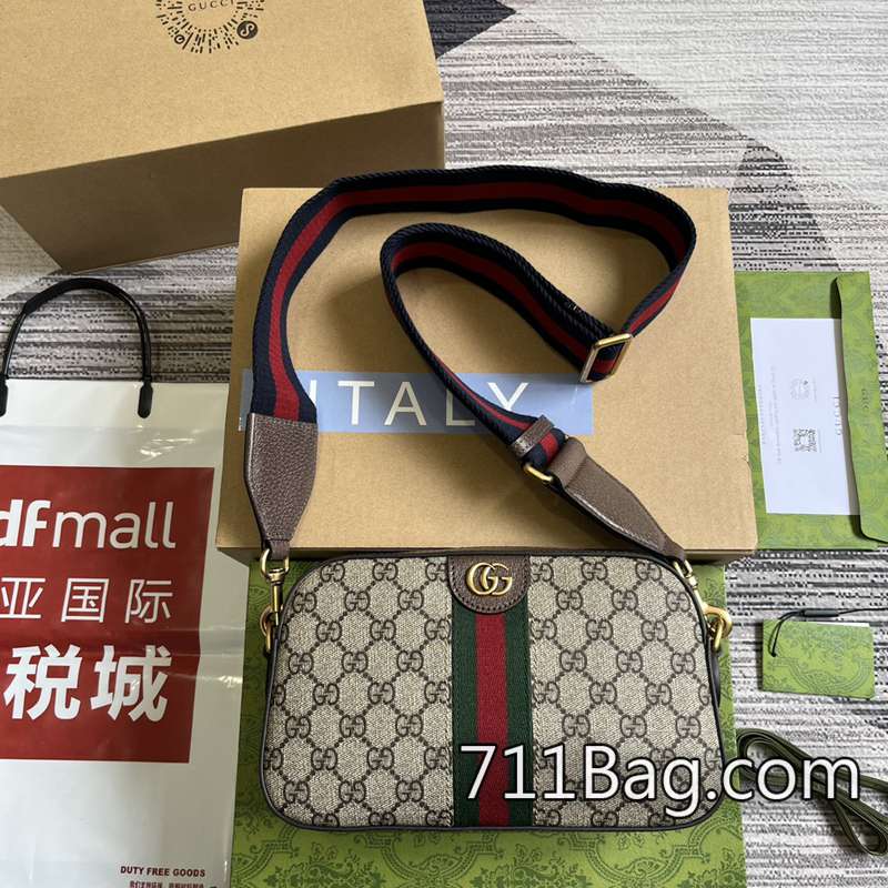精品高仿Gucci 752591 皮革光澤自然,不油不亮。 高仿Gucci Ophidia系列包-711高仿包包,A貨包包
