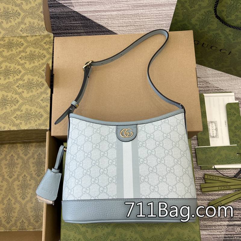 精品A貨Gucci 781402 附原版包裝盒與防塵袋。 Gucci正版開模A貨尺寸:23*21*12cm顏色:灰藍色/帆佈。-711高仿包包,A貨包包