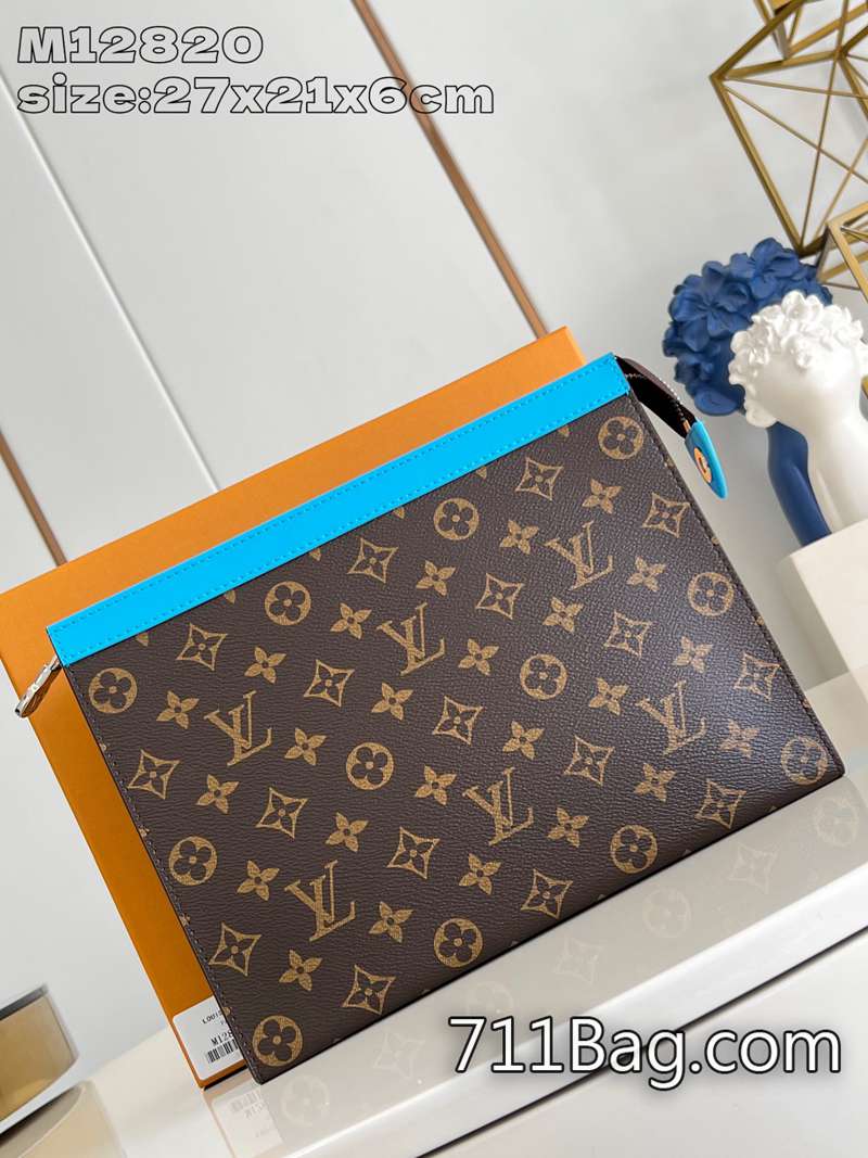 頂級精品LV M12820湖水藍 進口皮料定製包包 精品LV鏈條包包27x21x6cm-711高仿包包,A貨包包