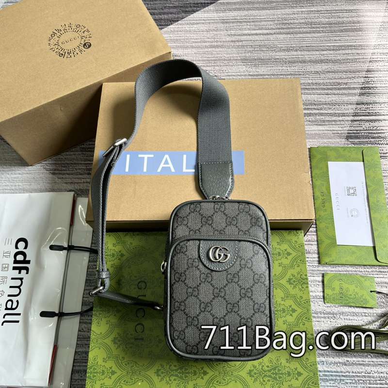 精仿Gucci 752565 完美五金搭配真皮 Gucci皮革包高仿顏色:灰色pvc。-711高仿包包,A貨包包