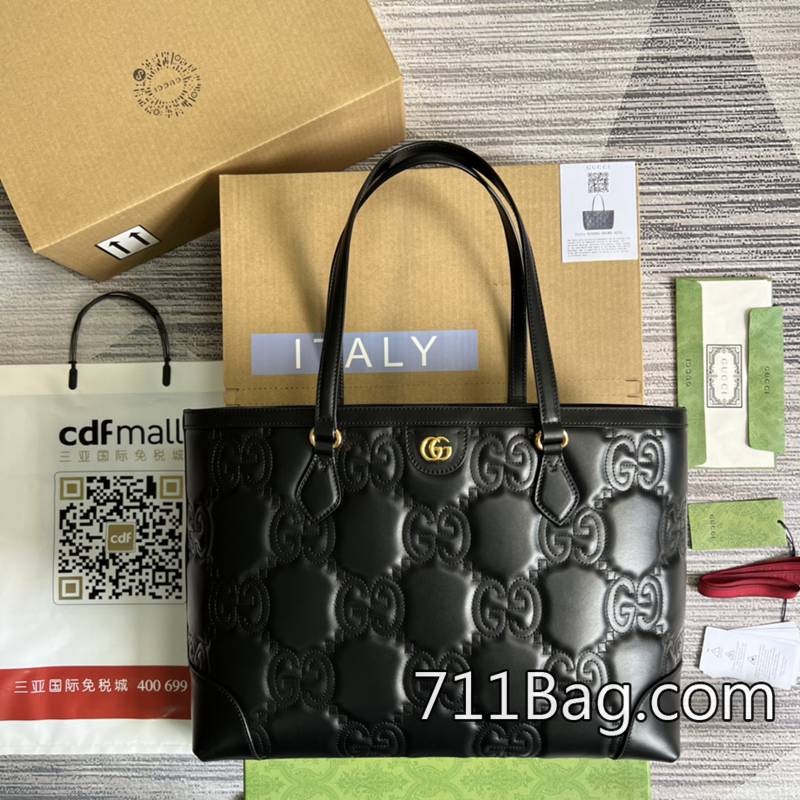 一比一Gucci古馳 631685 LOGO字體間距完全對版。 Gucci單肩包A貨尺寸:38x28x14厘米。顏色:黑色/壓花全皮。-711高仿包包,A貨包包
