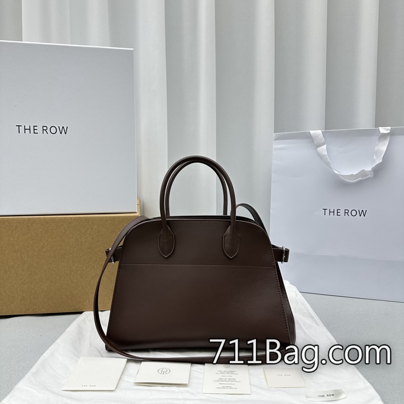 A貨Margaux 12系列The Row包包 平紋巧克力色磁扣牢固 the row半月包A貨-711高仿包包,A貨包包